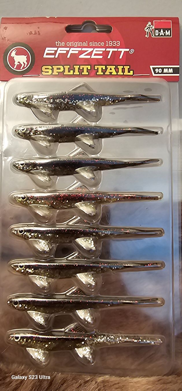 Dam Esche: Effzett Split Tail Gummifisch, 90mm, 8 Stk., Neu & Original – Nuovo e nell'imballaggio originale da Wangen b. Olten venduto da tagra69