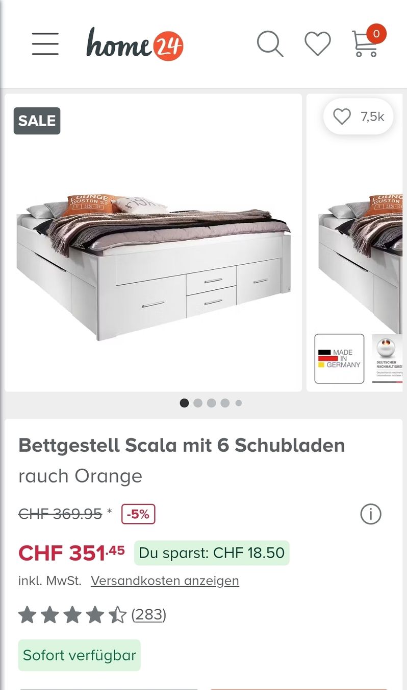 Betten: White Bed Frame 180x200 with Drawers and slatted bed frame – Gebraucht aus Zürich von alb_qm9r 5
