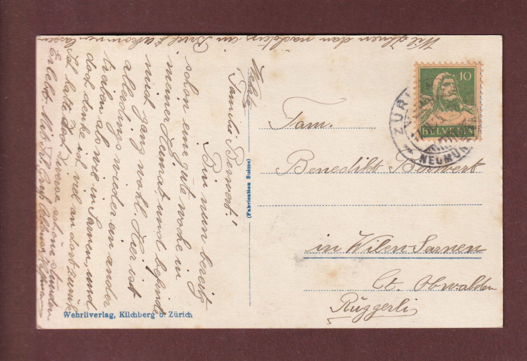 Cartoline postali: ZÜRICH - Utoquai - 1925 – Usato da Pully venduto da nicecards-shop 1
