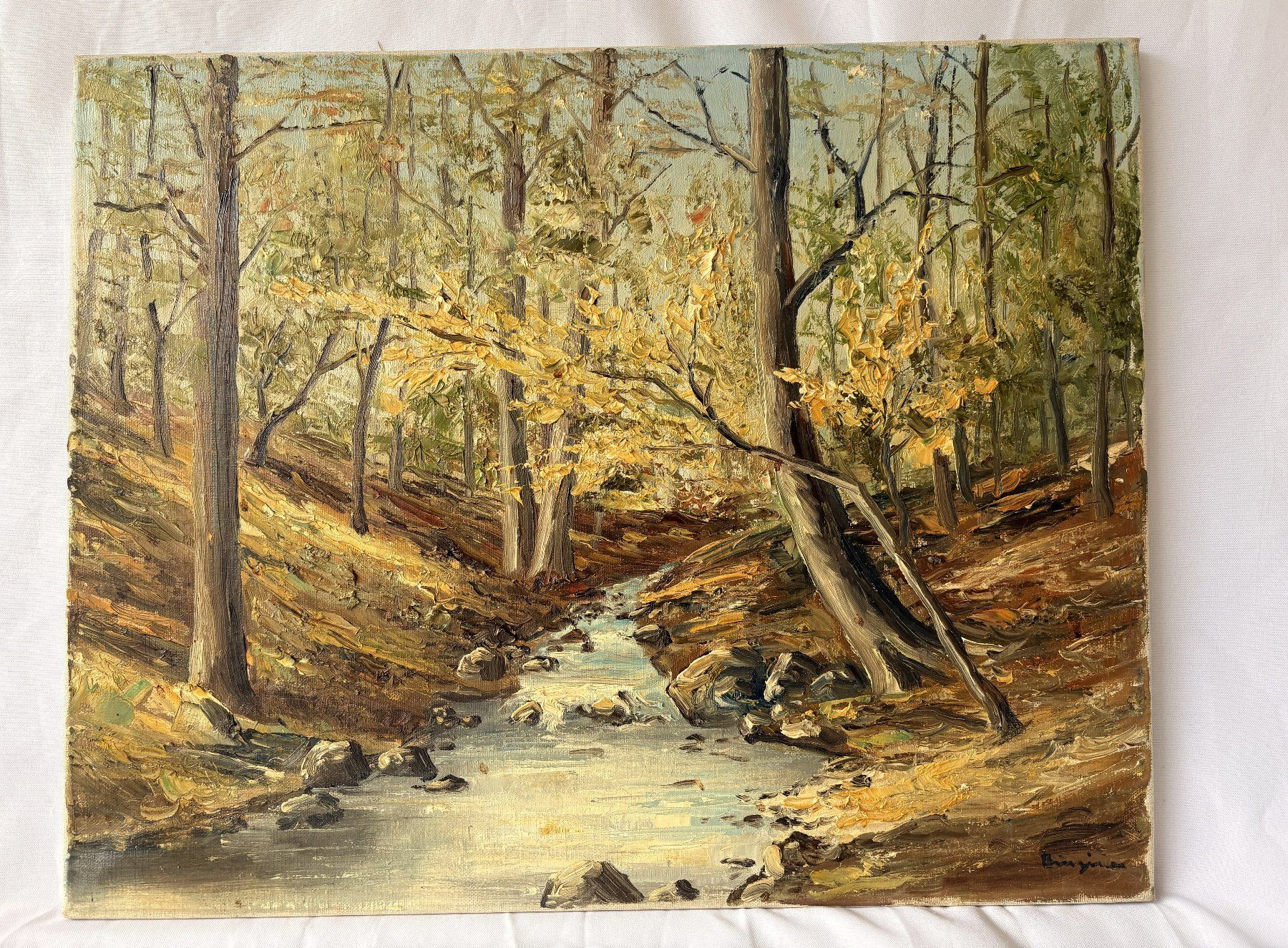 Dipinti: Ölbild Herbstwald mit Bach, 41x50cm – Usato da Zürich venduto da Sale_Gachnang