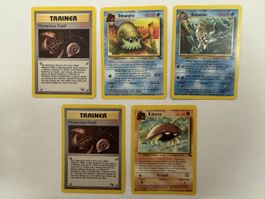 Pokemon Fossil Trainer Kabuto Omanyte Omastar cards