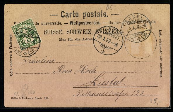 Cartoline postali: Basel, Töchter-Schule im Passepartout m – Usato da Berlin venduto da bartko-reher 1
