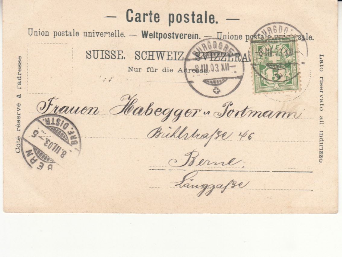 Cartoline postali: Burgdorf 1903 – Usato da Bürglen TG venduto da StampGraf 1