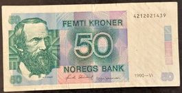 Seltene Norwegische 50 Kronen Note aus dem Jahr 1990!