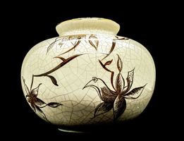 Art Deco ? Blumendekor runde Vase rond décor floral 10,5 cm