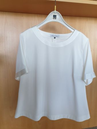 Bluse Damen weiss kurzarm, Grösse 42, 100 % Polyethynel