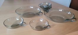 Rauchglas  Schalen  (2 grosse, 6 kleine)