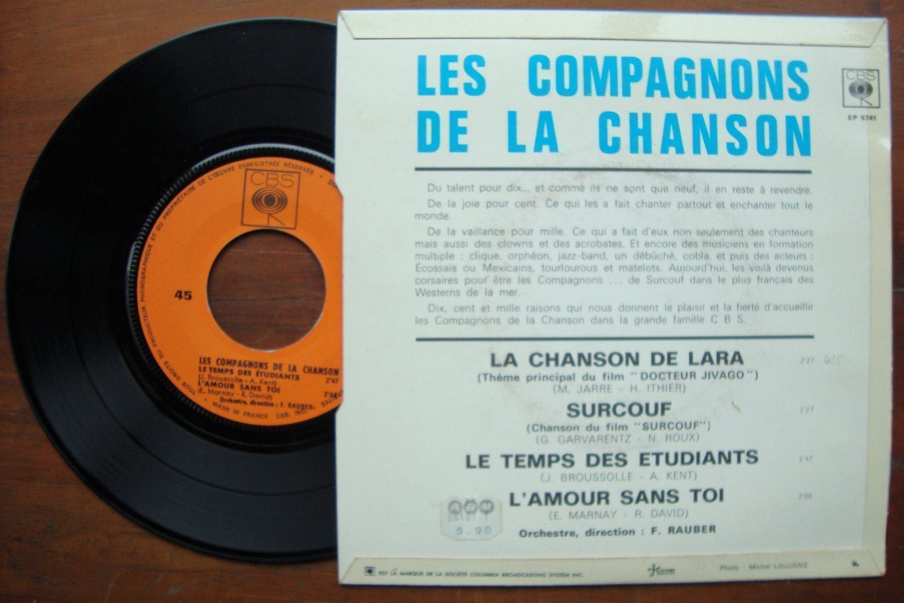 Dischi in vinile: COMPAGNONS DE LA CHANSON-CHANSON DE LARA – Usato da Bern venduto da Uli_10_11 1
