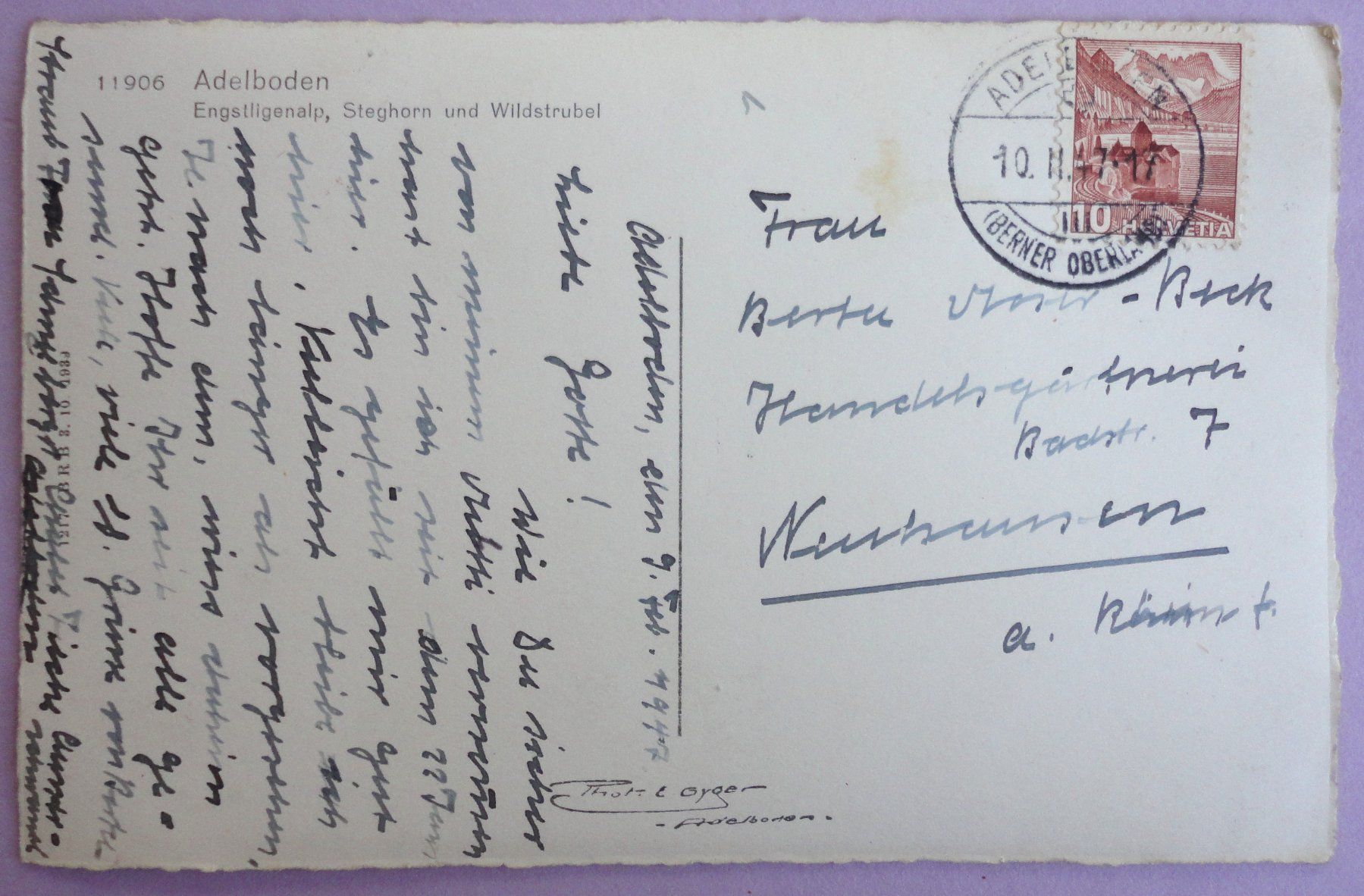 Cartoline postali: Adelboden, Engstligenalp – Usato da Fétigny venduto da Billy2miny 1