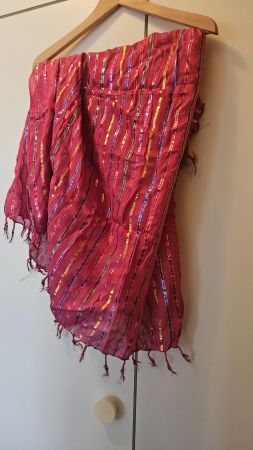 Sciarpetta fucsia a righe cangianti cotone India