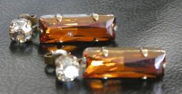 Elegante Vintage Ohrhänger Strass Bernstein Farben