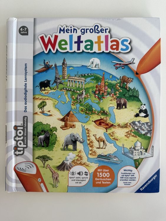 Tiptoi Mi Gran Atlas Del Mundo - Libro Interactivo Con Lápiz Ravensburger | Aprende Países, Animales Y Lenguas Desde Los 5 Años