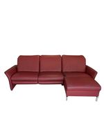 LEU Swiss Leder Sofa Weinrot mit vielfältiger Relaxfunktion