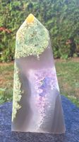 💜✨ Einzigartiger Amethyst-Achat Obelisk funkelnder Druse