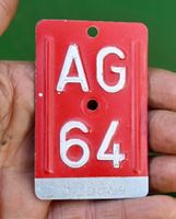 Velonummer AG von 1964 - Aargau - AG 64