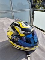 Motorradhelm Shark S2, Grösse L, blau-gelb-weiss