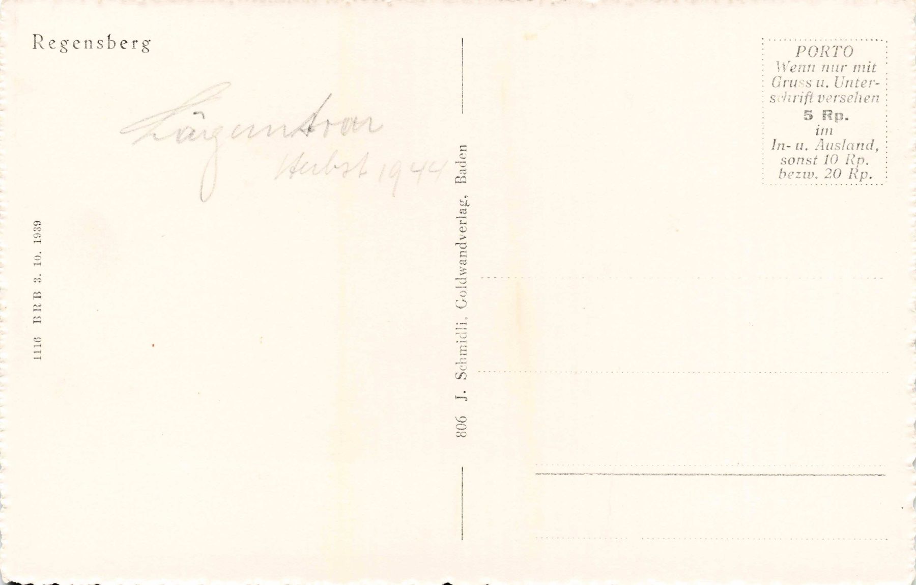 Cartoline postali: Regensberg – Usato da Biasca venduto da Blenio71 1