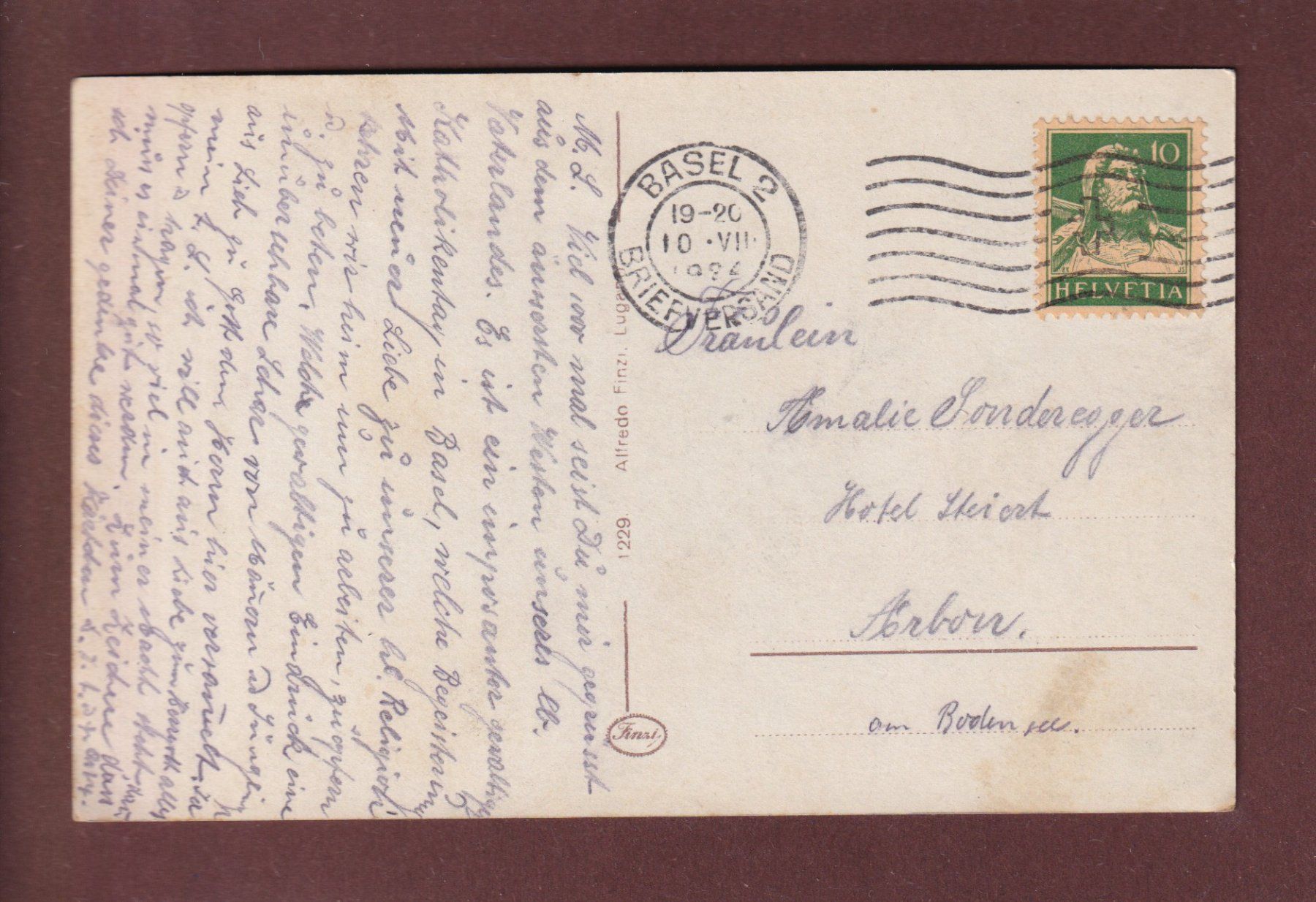 Cartoline postali: BASEL - Mittlere Rheinbrücke - 1924 – Usato da Pully venduto da nicecards 1