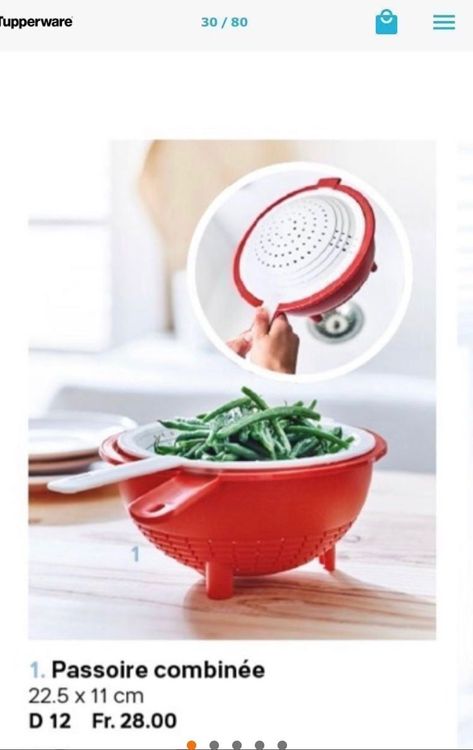 Batteur Manuel Tupperware Passoiaire à Bascule - Rouge, 350 Ml Avec Couvercle