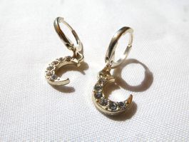 Ohrstecker mit Strass, Klappverschluss,  Modeschmuck / neu