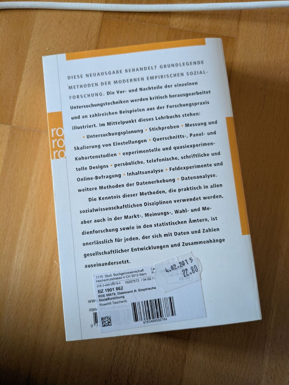 Libri: Empirische Sozialforschung - Andreas Diekmann – Usato da Bern venduto da Patricia.Z. 1