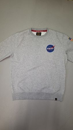 Pull Alpha Industries NASA gris chiné, taille L, parfait!