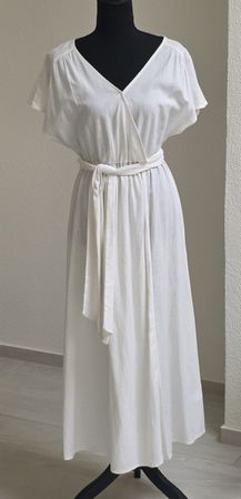  Sommerkleid Wickeloptik Weiss Grösse 42 Neuwertig 
