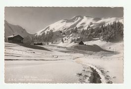 Alte Postkarte 1950, Stoos. S.A.C. Hütte u. Naturfreundehaus