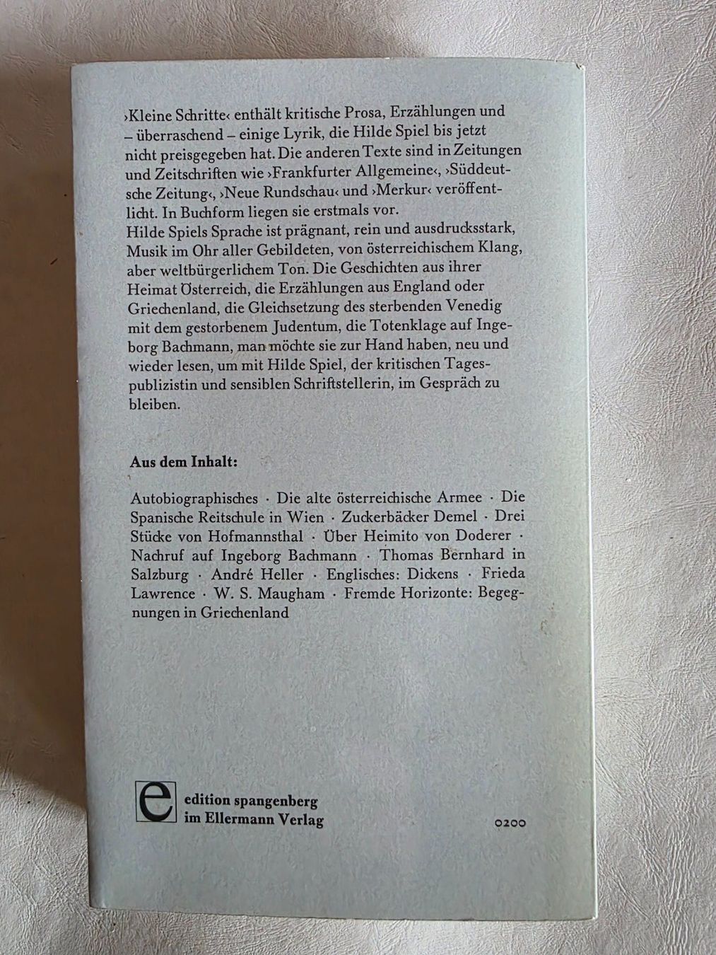 Libri: Hilde Spiel - Kleine Schritte - Edition Spangenberg - 1976 – Usato da Walterswil BE venduto da Lonitti 1