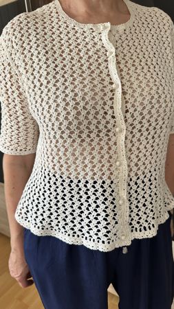 Häkel-Cardigan / Cardigan en crochet Damen/Femme Weiss L
