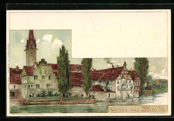 Cartoline postali: Stein a. R., Blick übers Wasser auf den – Usato da Berlin venduto da bartko-reher