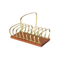 Vintage Mid Century Toastständer Messing & Holz