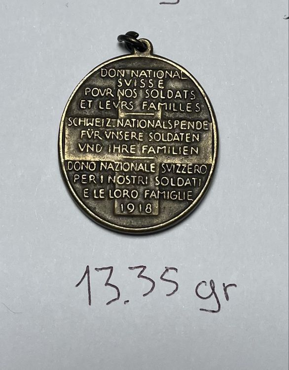 Médaille Hans Frei Don National Suisse 1918 3