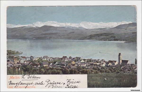 Cartoline postali: Meilen // Dorf Litho 1907 – Usato da Basel venduto da intermezzo12