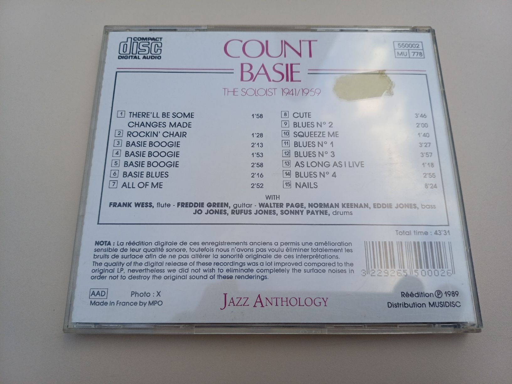 CDs: Count Basie "The soloist 1941/1959" CD – Gebraucht aus Begnins von Drastic-Sound 1