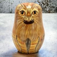 Chat Matryoshka poupée en bois peint à la main 5 chats