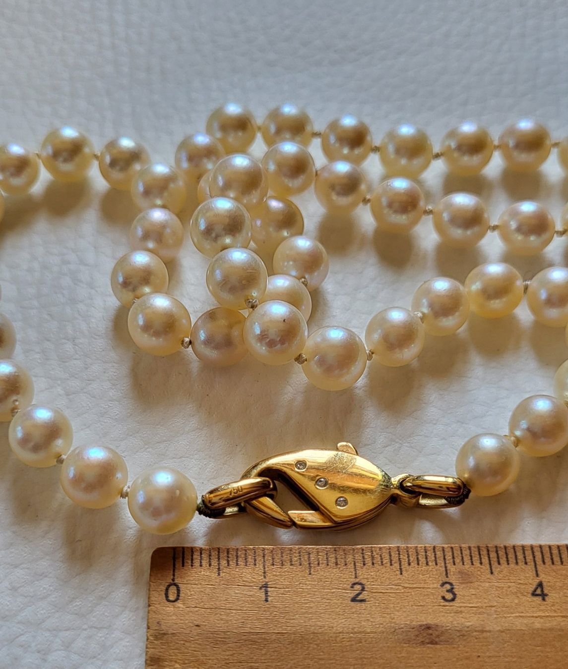 Catenine: Gold 750 Perlen Collier Mit Diamanten – Usato da Wald ZH venduto da Dasilver 1