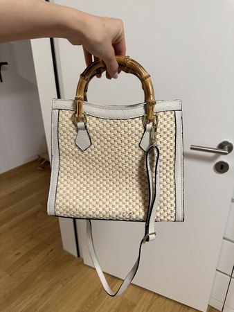 Sommer Handtasche mit Bambusgriff - Neuwertig!