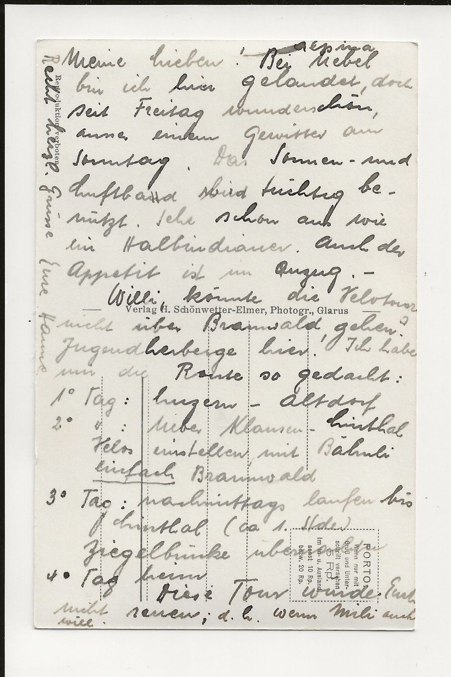 Cartoline postali: AK ca 1945 Braunwaldterrasse, Glarus – Usato da Greifensee venduto da 315WDO 1