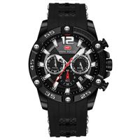⌚ Herrenuhr Sportuhr Schwarz Silber Silikonarmband Quarz NEU