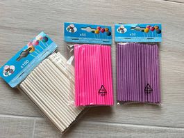 Bâtonnets pour cake pops 200 pièces (blanc, rose, violet)