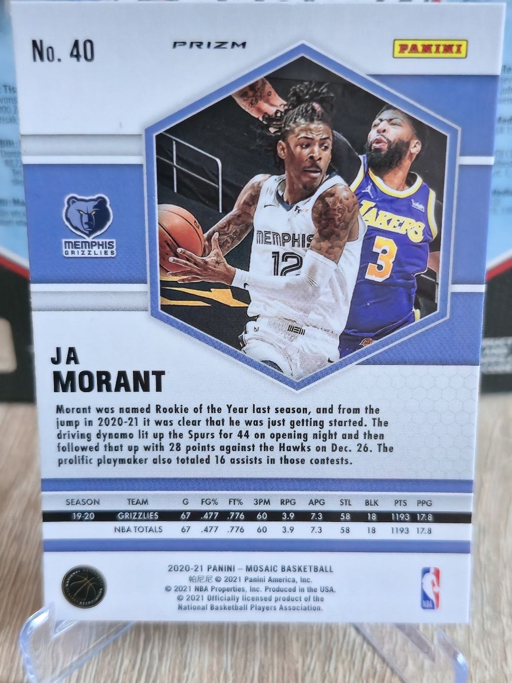Panini Carte collezionabili: Panini Mosaic 20/21 Ja Morant Disco Prizm – Nuovo (secondo la descrizione) da St. Gallen venduto da SaintCity 1