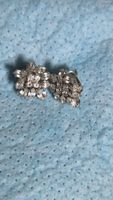Christian Dior Ohrclips silberfarben mit Strasssteinen 60er 