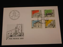 Pro Patria FDC 2001 Nr. 272 - 275 Denkmäler der Schweizer Ku