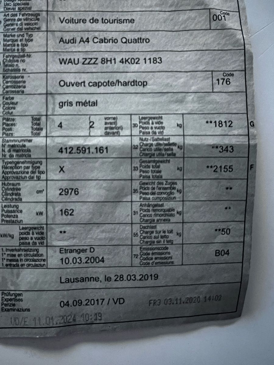Audi Automobili: Audi A4 Cabrio quattro très usagée – Difettoso da Bulle venduto da lou_w86f 1
