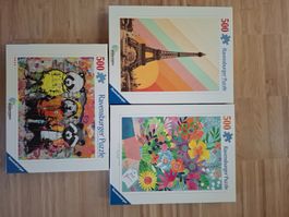 3 schöne 500er Puzzle von Ravensburger