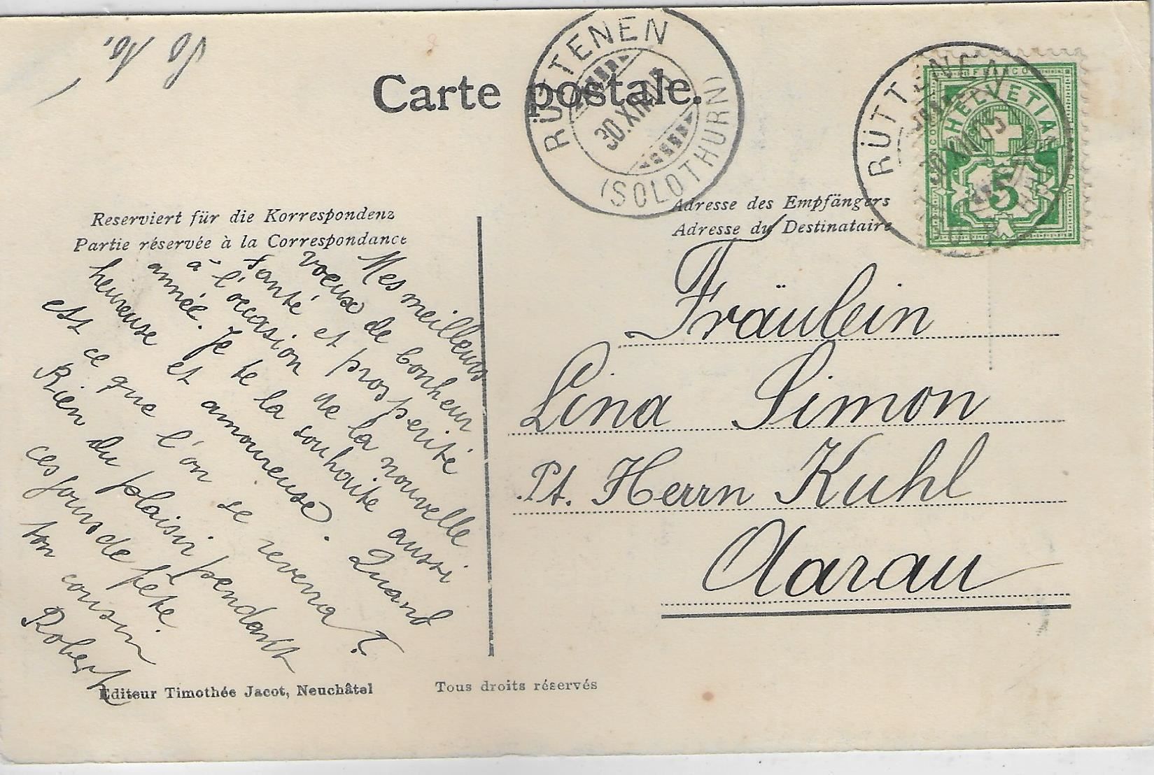 Cartoline postali: Solothurn - Prosit Neujahr – Usato da Ettingen venduto da Kartenplanet 1