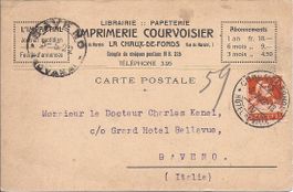 CHAUX-de-FONDS, carte postal de l'impartial pour l'Italie