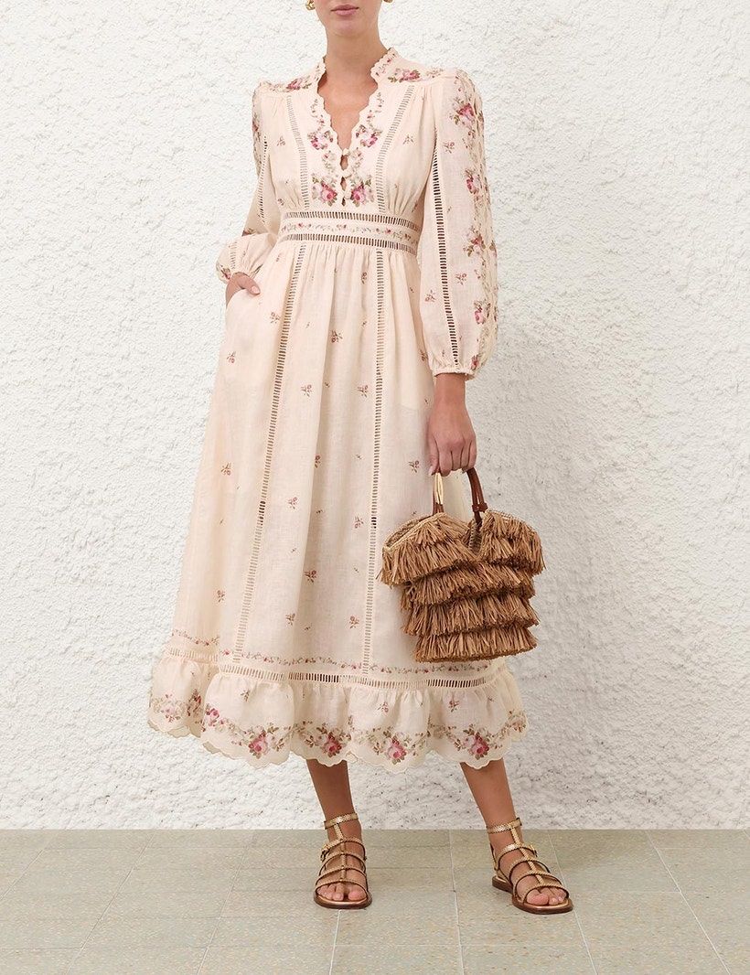 Vestiti: Floral Linen Blend Midi Dress – Nuovo (secondo la descrizione) da St.Josefen venduto da lop_lh8d 2
