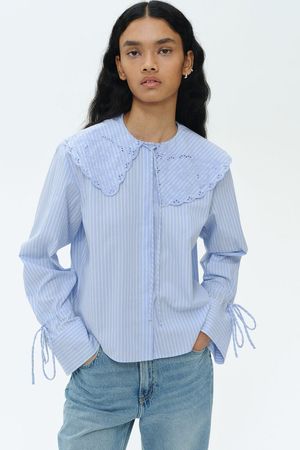H&M Blusenhemd mit Lochstickerei Kragen